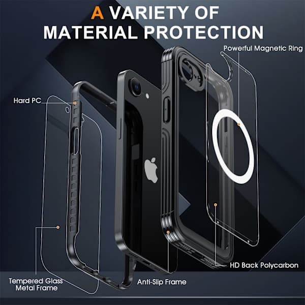 Ultra Full Protection MagSafe -kotelo iPhone 16e Musta, AB