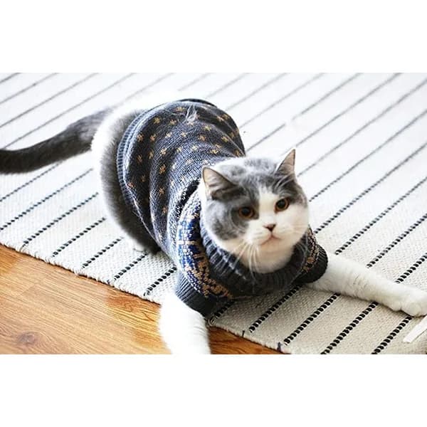 Kattkläder Tröja för Kattungar Små Hundar, Katter Vinterstickade Kläder, A