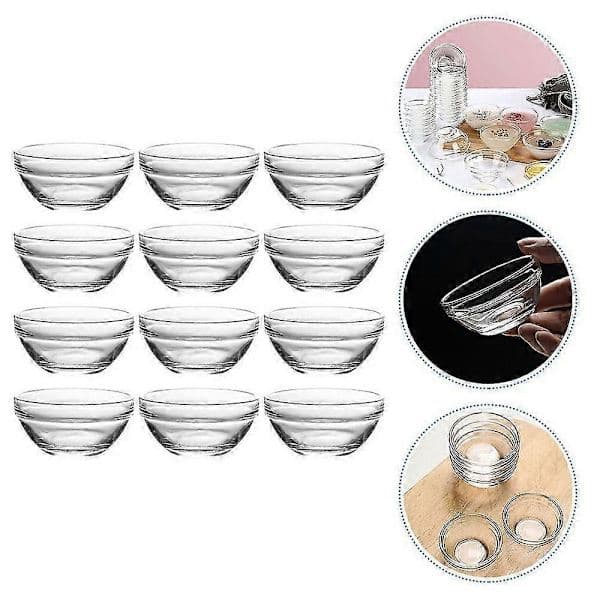 Small Transparent Glass Bowls 12 Pieces, AB