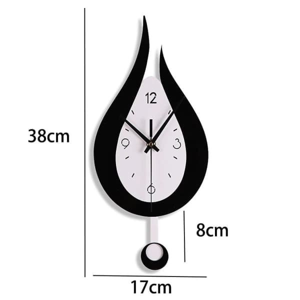Wall Clock Modern Creative Water Drop Pendulum Clock with Pendulum Silent Pendulum Clock Digital Wall Clock Black,SE