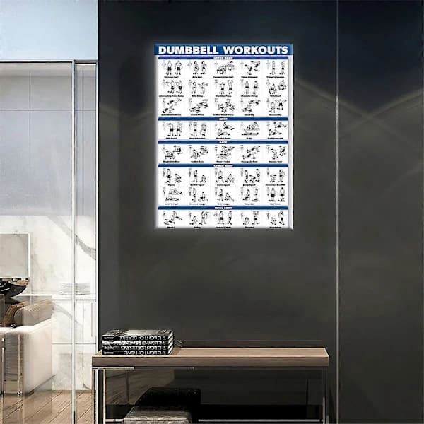 Laminated Workout Poster for Dumbbell Training, Free Weights, Bodybuilding [HK] Style 7,SE