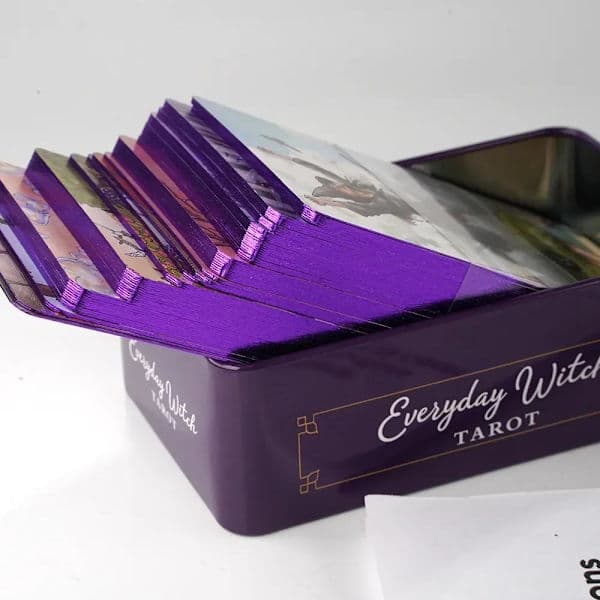 Everyday Witch Tarot in metal box 78 cards gilded edges guidebook deck sock blooming cat occult Del Toro Tar,AB