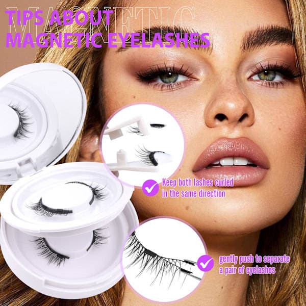 Reusable Magnetic Eyelashes - Natural Look Short Eyelash Kit, Thin False Eyelashes, No Glue e,AB