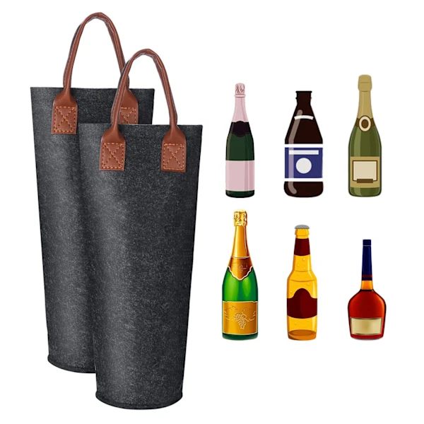 2-pack vinväska, isolerade vadderade vinflaskor bärbar kylväska, A