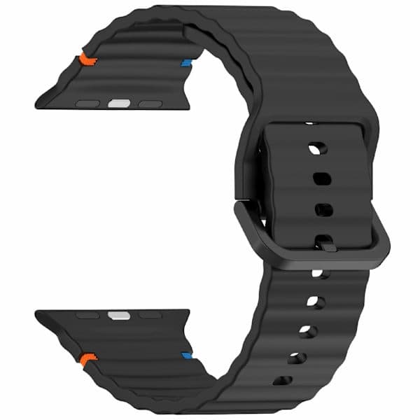 Apple Watch 42/44/45/46/49 mm Silicone Wave Strap Black,AB