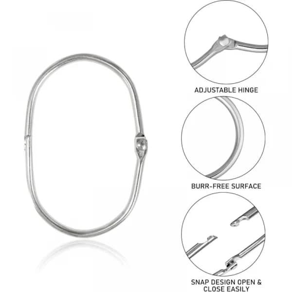 12 (Silver) Duschdraperikrokar i Rostfritt Stål, Oval Gardinkrok, A