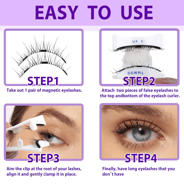 Reusable Magnetic Eyelashes - Natural Look Short Eyelash Kit, Thin False Eyelashes, No Glue e,AB