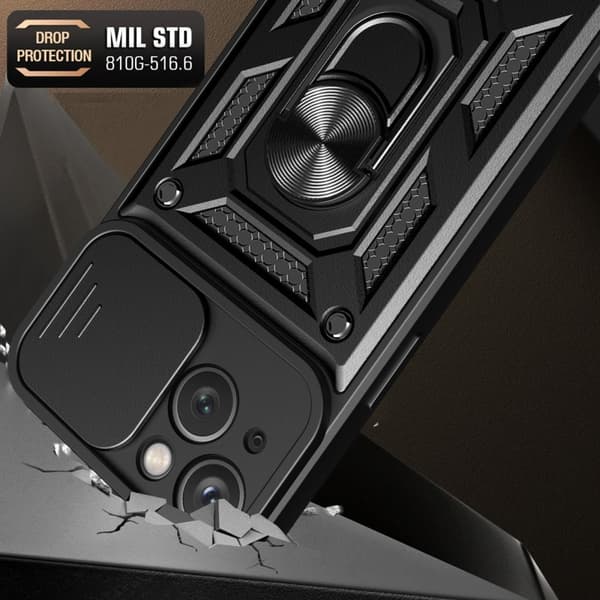 iPhone 15 Plus Skal CamShield Hybrid Ring Röd na