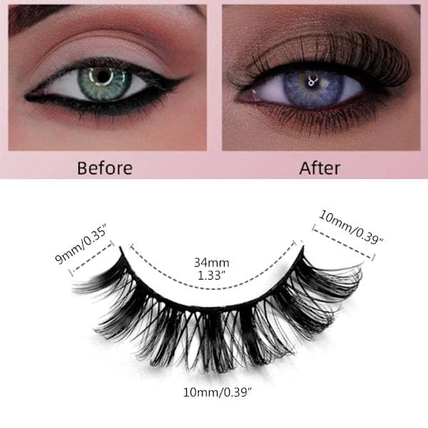 10 par 3D Russian False Eyelashes Natural Look Short False Eyelashes D Curl Thin Eyelashes, AB
