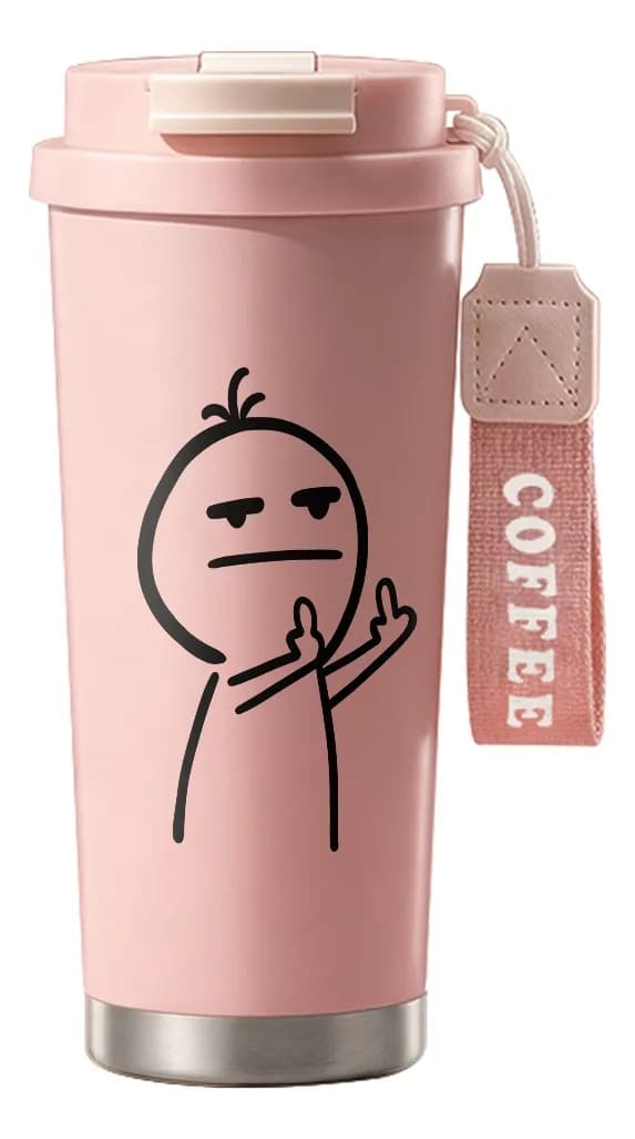 500 ml termos med långfingerdesign, dubbel öppning och dold sugrör Pink