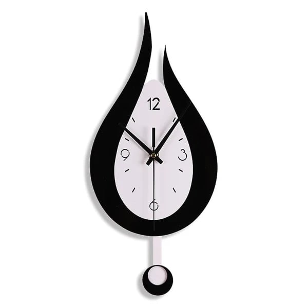 Wall Clock Modern Creative Water Drop Pendulum Clock with Pendulum Silent Pendulum Clock Digital Wall Clock Black,SE