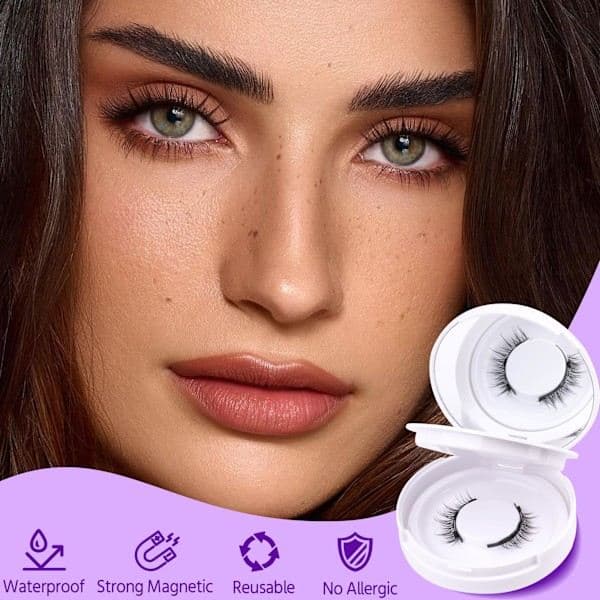 Reusable Magnetic Eyelashes - Natural Look Short Eyelash Kit, Thin False Eyelashes, No Glue e,AB
