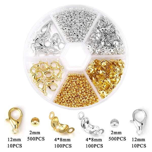 Craft Essentials: High-Quality Stainless Steel Material Foldable Bead Caps, Hide Knots and Secure Clasps with Self,AB