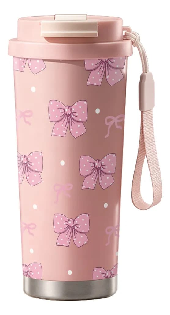 500 ml termisk termos med sugerør og stropp, ideell gave Pink