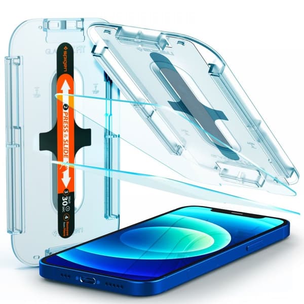 Spigen iPhone 12/12 Pro 2-PACK Skärmskydd GLAS.tR \"Ez Fit\" na