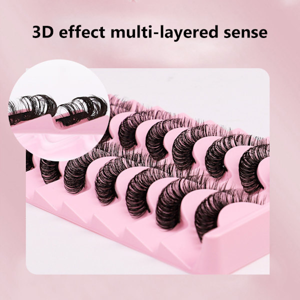 10 par 3D Russian False Eyelashes Natural Look Short False Eyelashes D Curl Thin Eyelashes, AB