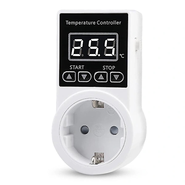 1 stk Termostatuttak med Sensor, Digital Temperaturregulatoruttak, Vanntett Temperaturbryter EU-plugg, AB
