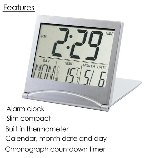 Digital LCD-skrivbordsklocka Temperatur Reseklocka, A