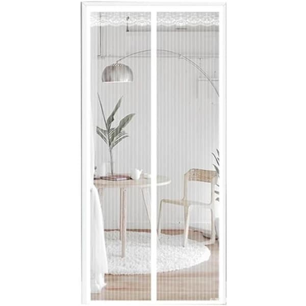 Magnetisk skärmdörr, randig spets, 80x210cm (vit),A