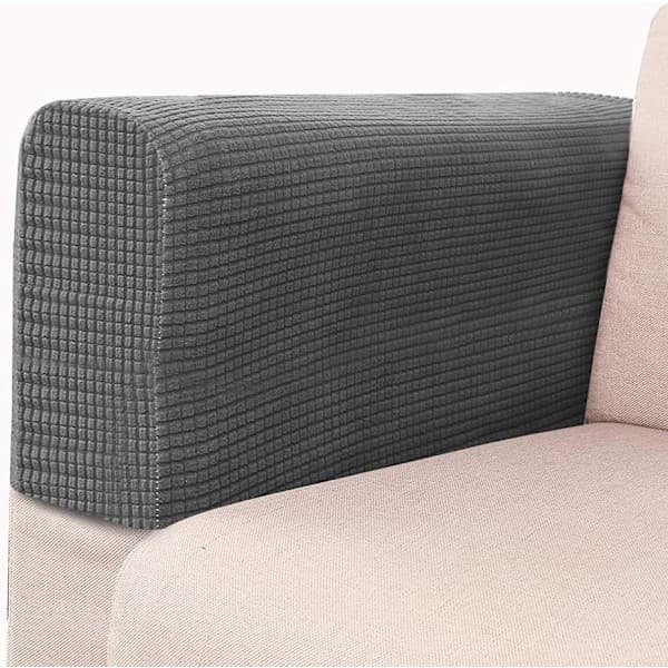 Skydd för soffarmstöd, soffskydd, halkfria premium stretchöverdrag (Mörkgrå), A