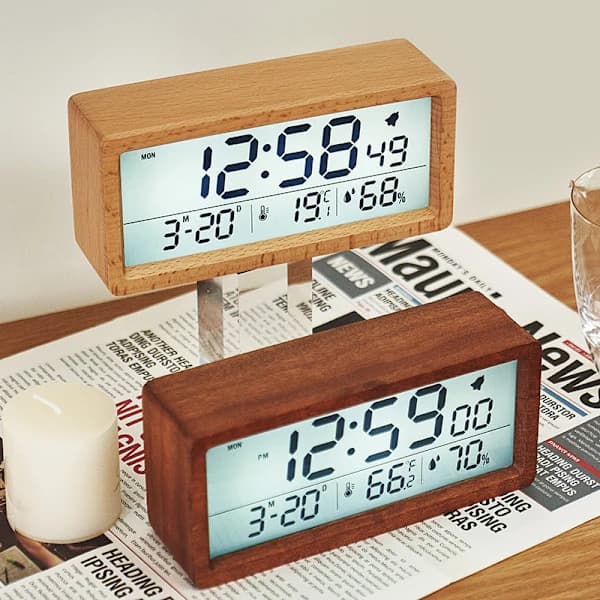 Smart söt digital väckarklocka snooze upp bordsklocka sängklocka Dig,A