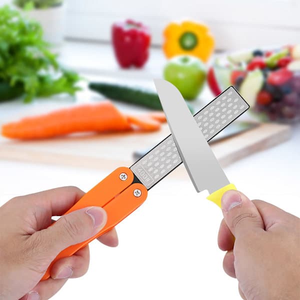 Outdoor Camping Folding Double-Sided 400/600# Sharpening Stone Whetstone Sharpening Tool (Yellow),FS