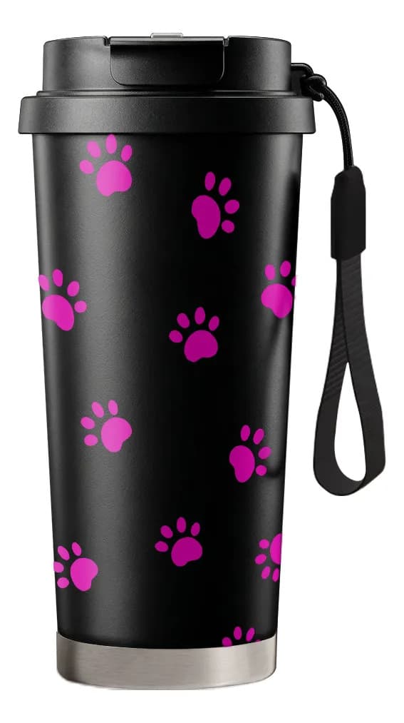 500 ml termisk termokande med sugerør, rustfrit stål, holder drikkevarer kolde Black