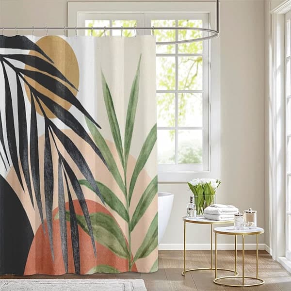 Tyg Duschdraperi för Badrum Mid Century Boho Duschdraperi, A