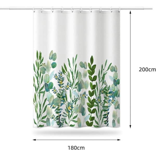 Mögelresistent duschdraperi 180x200cm, maskintvättbart tygduschdraperi med 12 rostfria krokar, stilren polyesterduschdraperi, A
