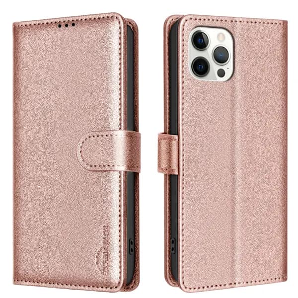 Etui kompatibelt med iPhone 12/12 Pro etui - RFID-blokering og stativ