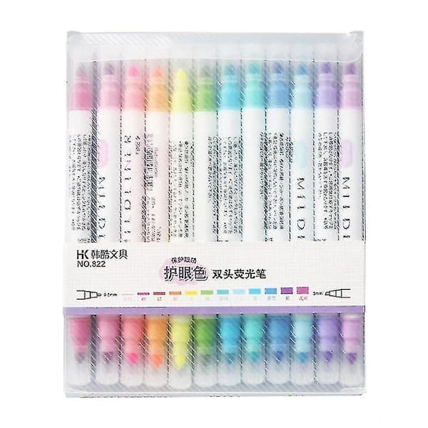 12-Color Dual Tip Highlighter Pen,SE