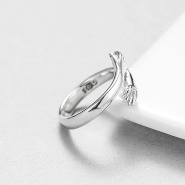 925 Sterling Silver Smycke Kärlek Kram Ring Retro Mode Trend Silver One Size-FA12-{REN} Silver,SE