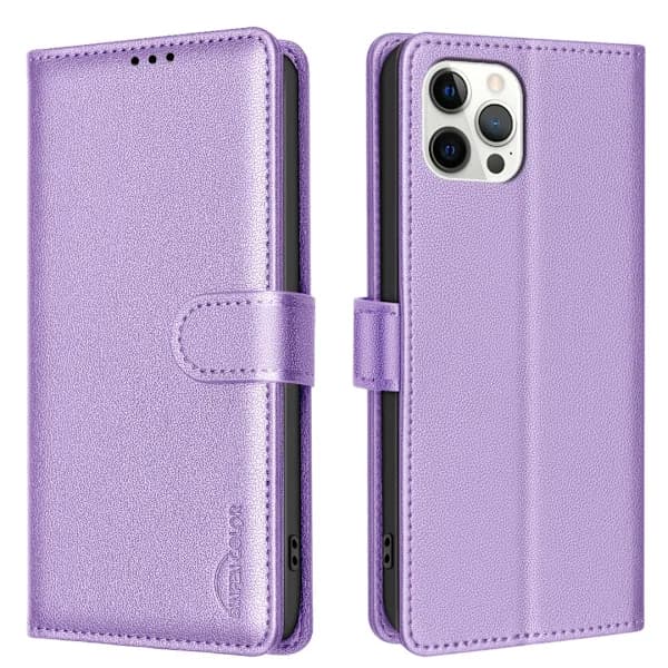 Etui kompatibelt med iPhone 12/12 Pro-etui - RFID-blokkering og stativ