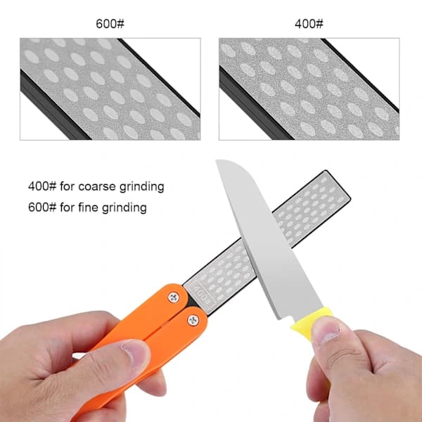 Outdoor Camping Folding Double-Sided 400/600# Sharpening Stone Whetstone Sharpening Tool (Yellow),FS