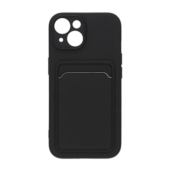iPhone 15 Mobile Case Silicone with Card Holder - Black, SE