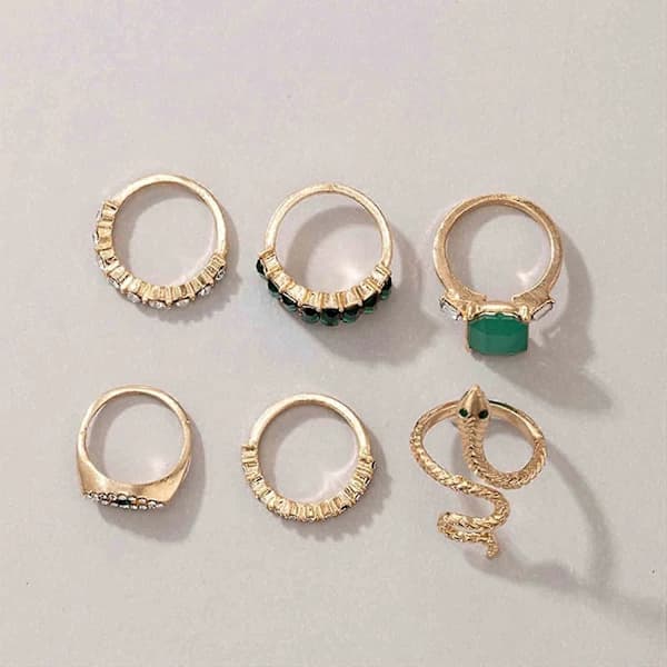 Punk Orm Fingerringar Smaragd Bandringar Justerbara Guld Knoglederringar Stapelbara Onda Ögat Ringar Set Gotisk,SE