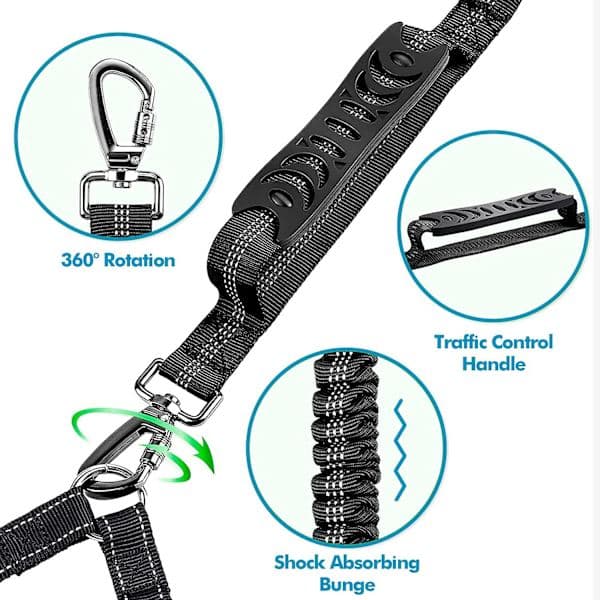 Double Leash for 2 Dogs Triumf, Dog Leash, Reflective, Training & Exercise, 360º Tangle-Free, EN