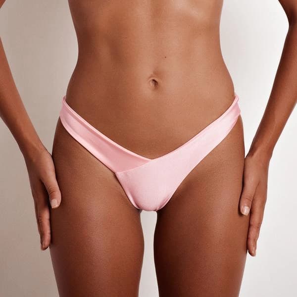 5-pack bikiniunderdelar för kvinnor med hög midja och knut framtill, A