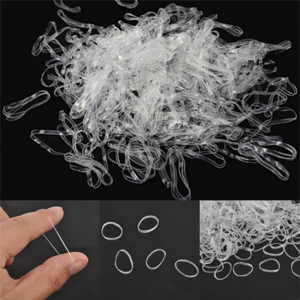 200 st/500 st Transparenta hästsvanshållare Elastiska gummiband Hår T Vit 2mm Vit 2mm na
