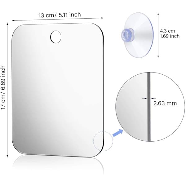 INF Wall-mounted Shower Mirror with Hook and Anti-fog, AB
