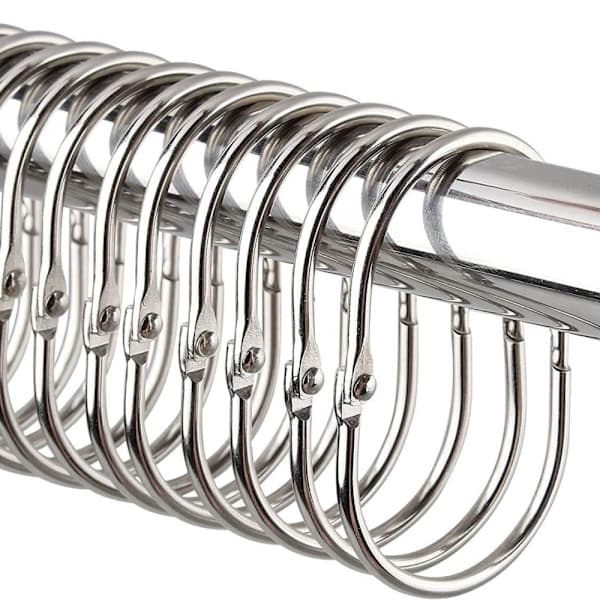 12 (Silver) Duschdraperikrokar i Rostfritt Stål, Oval Gardinkrok, A