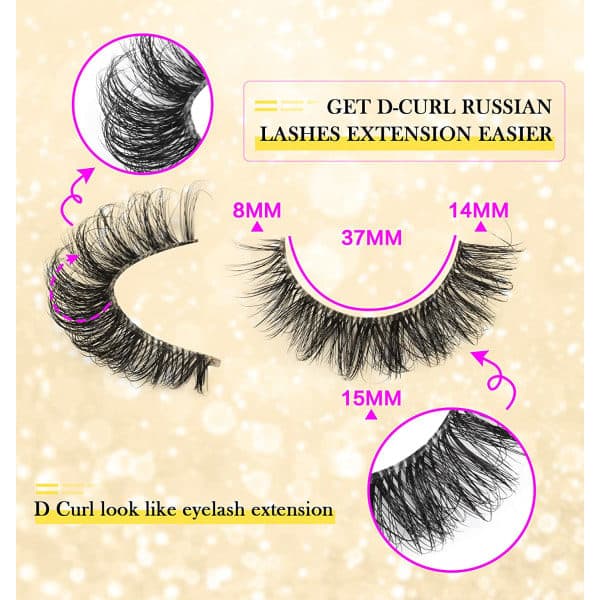 Venäläiset tekoripset D-kaari luonnollinen look tekominkkiripset, AB