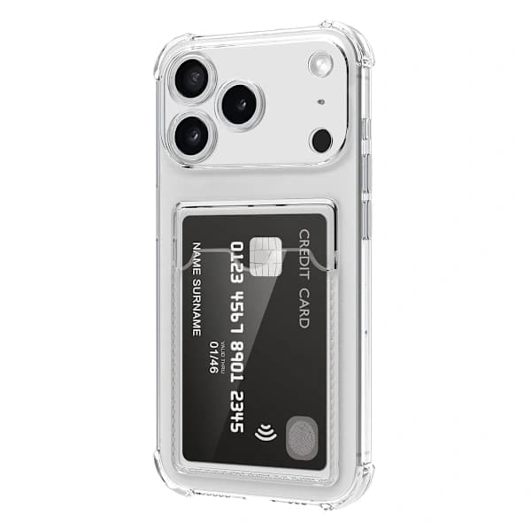 Støtsikkert mobildeksel med kortholder for iPhone 17 Pro Max - Klar, FS