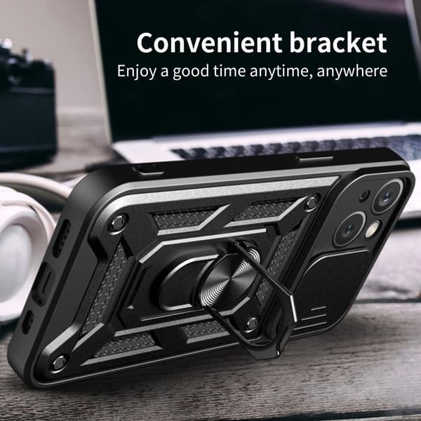 iPhone 15 Plus Skal CamShield Hybrid Ring Röd na