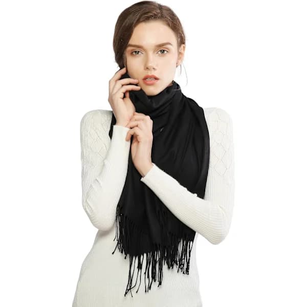 Dame Tørklæder Pashmina Sjaler og Wraps til Bryllup Tørklæder til Kvinder Vinter Sort, SE