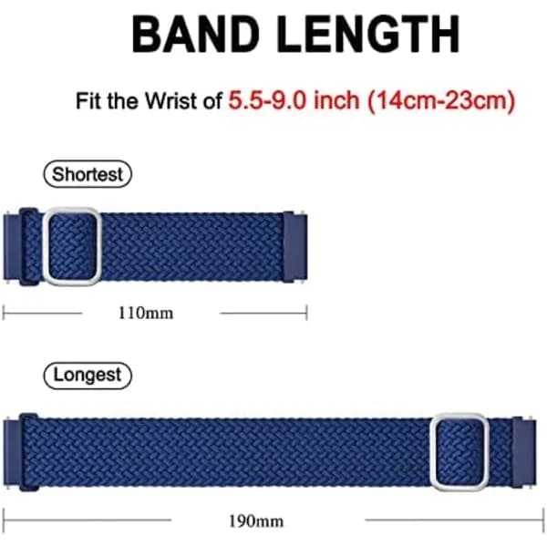 Nylonarmband, justerbara flätade loop-remmar för män och kvinnor 20mm, A