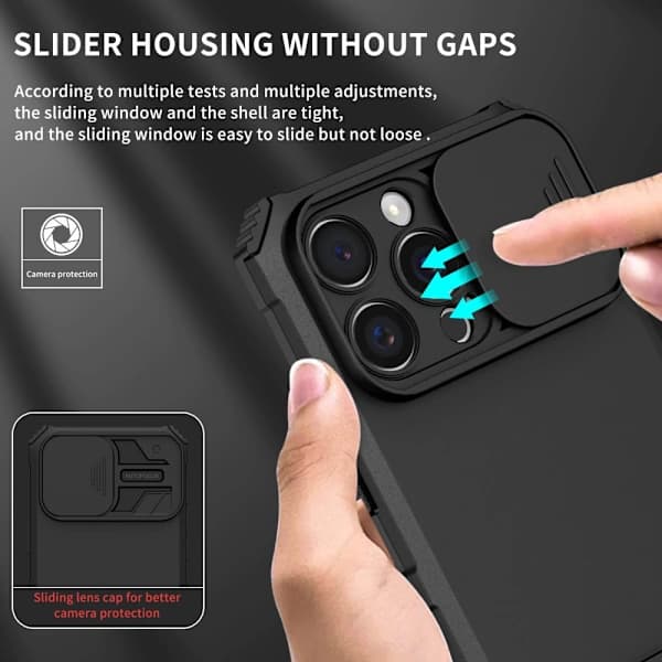 Kickstand Cover iPhone 16 Pro Kamerabeskyttelse Sort,SE