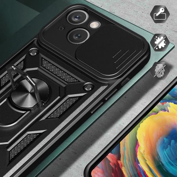 iPhone 15 Plus Skal CamShield Hybrid Ring Röd na