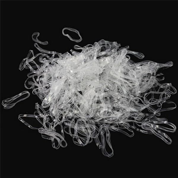 200 st/500 st Transparenta hästsvanshållare Elastiska gummiband Hår T Vit 2mm Vit 2mm na