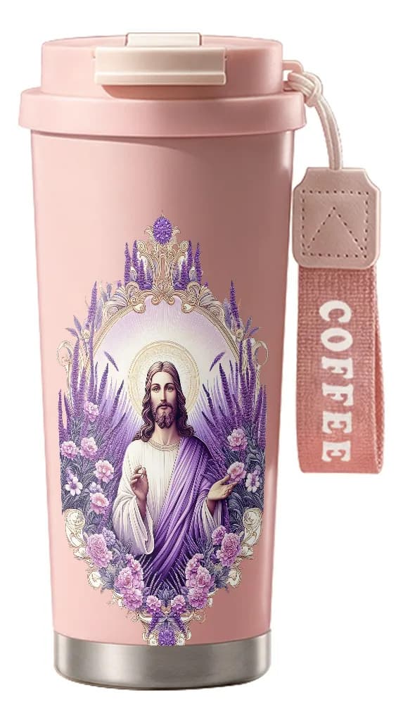 500 ml termos i rostfritt stål med sugrör och lock 2 i 1 Pink